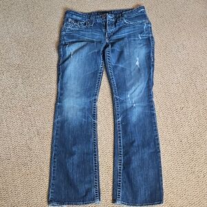 Big Star Women's Blue Flare Jeans with Light Distressing